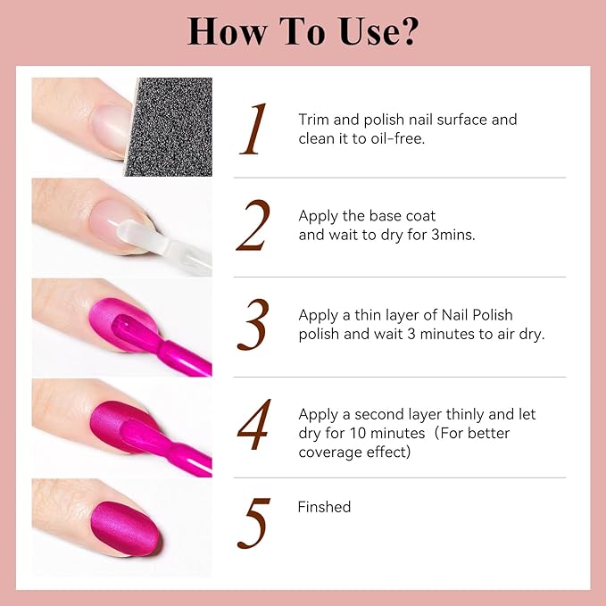 Matte Nail Polish, Air Quick Dry, Hot Pink Nail Lacquer Matte Finish, High Pigmented Long Lasting & Fast Drying Velvet Nail Polish for Valentine's Day Gift Nail Art, Mist Effect 12ml