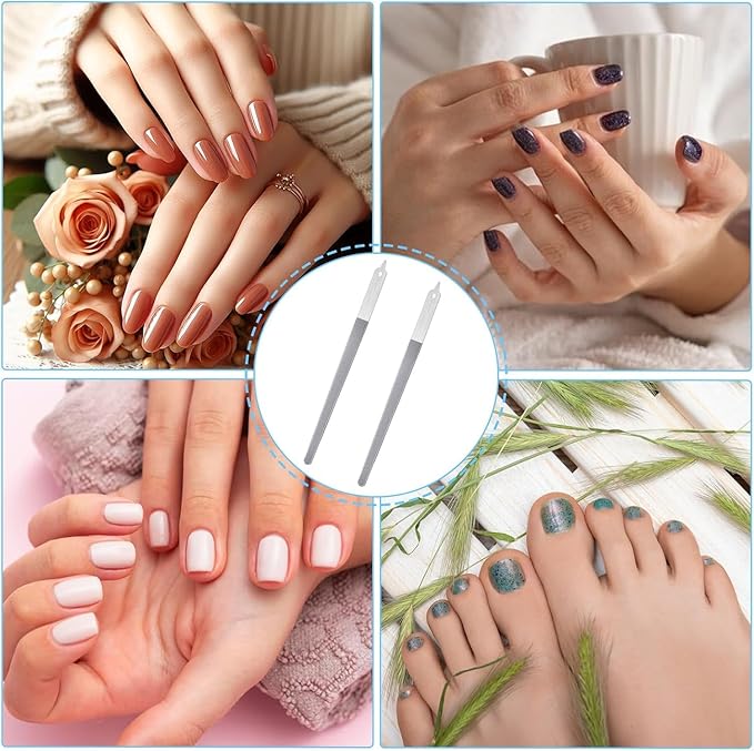 4 Pcs Diamond Deb Nail File Metal Nail File with Sharp Pointed Tip, Stainless Steel Nail Filer Metal Nail Files for Natural Nails Double Sided Manicure Pedicure Toenails Tools for Salon Home