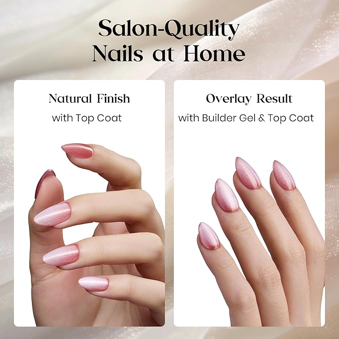 Beetles Motion Glow Nail Tips, 160PCS, 16 Sizes Short Almond Nail Tips, Cat Eye Magnet Full Cover Soft Nail Gel Fake Nails, Salon-Gel Look for DIY Manicure Blossom Glow