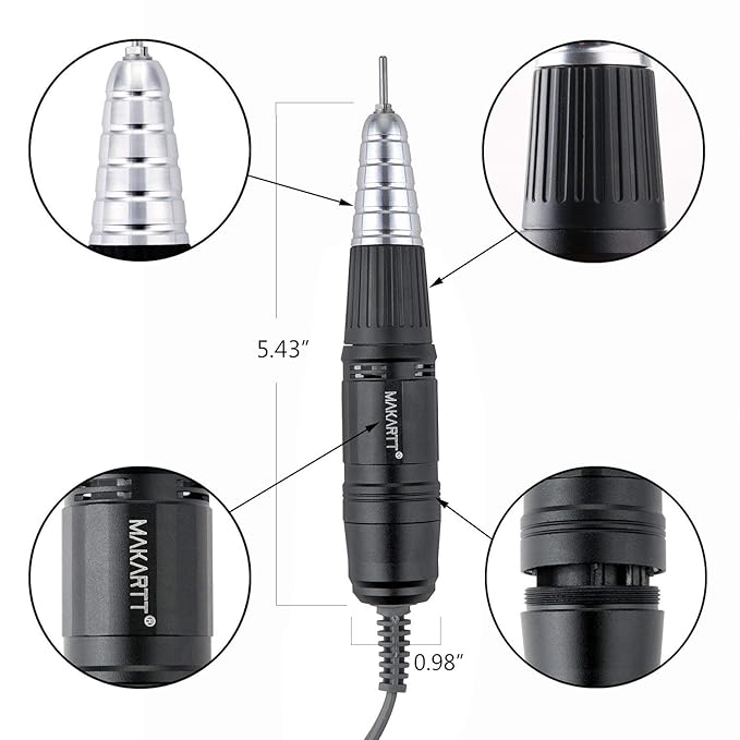 Makartt Nail Drill Handpiece for Up200 Machine Bundle With 3XF Nature Nail Buffer Bit