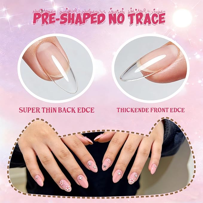 Extra Short Almond Kid Nail Tips,504Pcs Soft Gel Nail Tips Pre-Shaped Press On Nails For Kids,Clear Acrylic Half Matte Full Cover Fake Nail For Kids DIY Extension & Salon Use12 Sizes