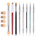 WOKOTO 8 Pcs Ombre Nail Brush Nail Art Brushes Set With 4 Nail Sponges Tips Ombre Brush For Gel Nails Gradient Nail Brushes For Ombre Acrylic Nail Art Liner Brushes Dotting Tools With Different Size