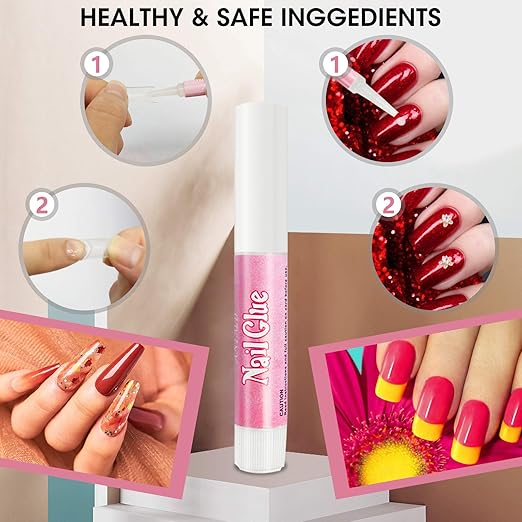 16 Pcs Nail Glues Set,10 PCS Nail Glue for Acrylic Nails,Adhesive Super Bond for Fake Nails,1 Nail Clipper Cutter for Fake Nails,5 Double Sided Emery Nail Files,Nails Manicure Salon Nail Art DIY