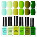 Green Nail Polish Set - 6 Colors Light Dark Green Olive Teal Natural Milky Gree n Shade for All Seasons, Quick Air Dry Non Gel, Nail Art DIY at Home Manicure Gift for Women Girls
