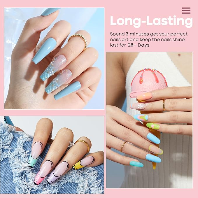 modelones Spring Pastel Gel Nail Polisht, 6 Colors Pink Purple Blue Green Shades Macaron Colors Nail Art Gel Design for Easter Women Girl Nail Lovers Gift Salon DIY