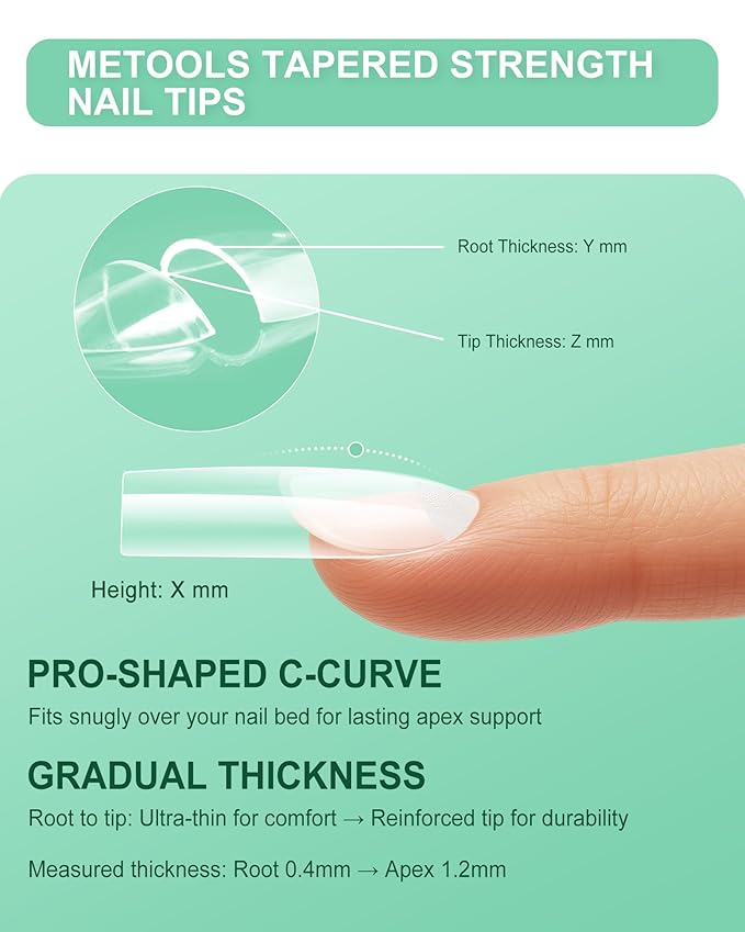 Extra Thick Short Square Nail Tips, Natural Curve Strong Clear Pre-etched Press on Nail Gel Extension, Full Cover False Nail Tipsfor Acrylic French Salon DIY 15 Sizes 360 pcs