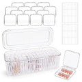 INMORVEN Press On Nail Storage Box 14 PCS Organizer with 1 Large Case & 60 Adhesive Tapes, Clear Acrylic Display Container for Fake Nails Salon Business or Personal Use (14 PCS Single Layer)