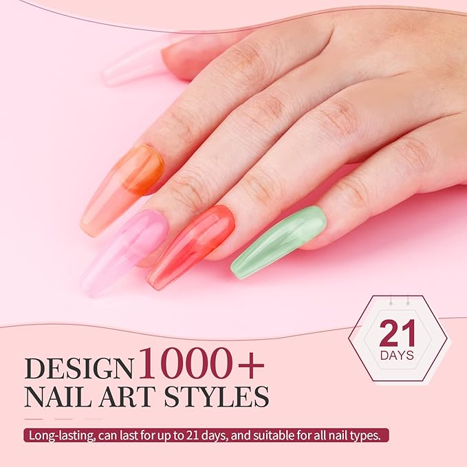 SAVILAND 30 Colors Jelly Gel Nail Polish Set with 12 Colors Glows in The Dark Gel Nail Polish Set