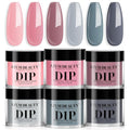 AZUREBEAUTY Dip Powder Nail Set, All Season 6 Colors Nude Pink Gray Dipping Powder Nail Starter Kit French Art Manicure DIY at Home Gifts for Women Girls, No Need Nail Lamp Cured