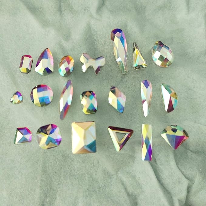1000 Pcs AB Rhinestones for Nails art Rhinestones Multi Shapes Ab Crystal Nail Gems With 1 Pick Up Pen Nail Diamonds Flat Back Glass Nail Jewels Charms for Nails Decorations Clothes Shoes Bag