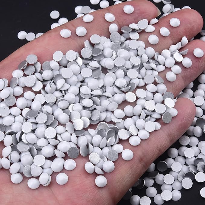 Blinginbox 288 Pieces SS30/6.4-6.6mm Flat Back Crystal Rhinestones Round Gems for Nail Art,Solid White