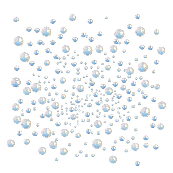 AD Beads 4300 Pieces Flat Back Nail Art Rhinestones Round Beads 6 Sizes (2-6.5mm) with Storage Organizer Box,Rhinestones Picking Pen for Nail Art Phone Decorations Crafts DIY (Opal White)