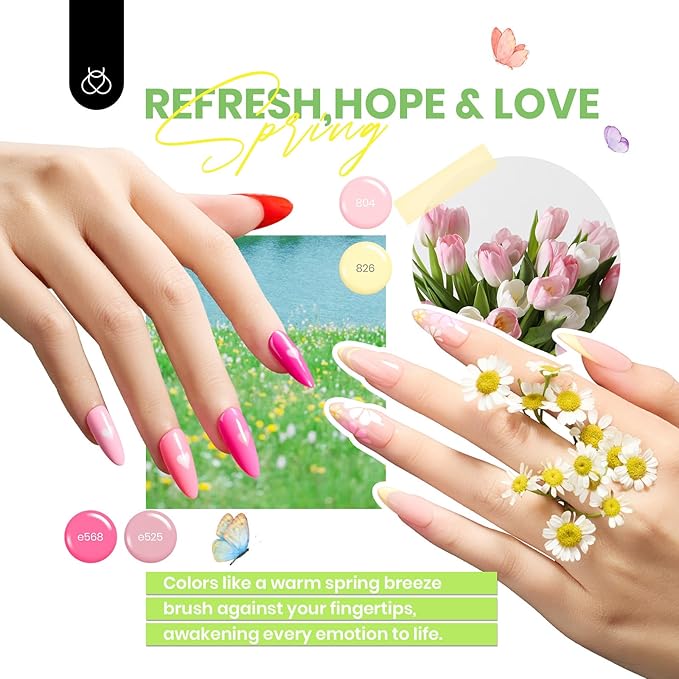 beetles Gel Polish 44 PCS Gel Nail Polish Set & Beetles Nail Blooming Gel 15ml Clear Uv Led Blossom Gel Polish