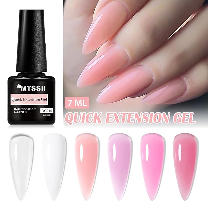 MTSSII Builder Gel for Nails, 6 Colors Clear White Pink Building Strengthener Gel Set for Nail Extension Nail Art Design Beauty Gift for Women