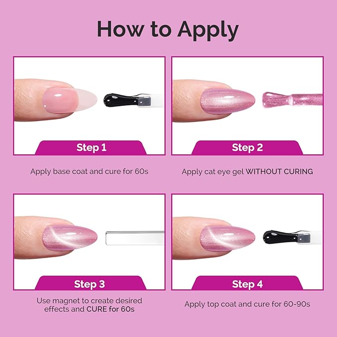 MelodySusie 9D Chameleon Cat Eye Gel Nail Polish, 0.5 Fl Oz Pink Glitter Holographic Magnetic Nail Polish with Magnet, UV Nail Polish for Nail Art Manicure Salon DIY at Home G1601