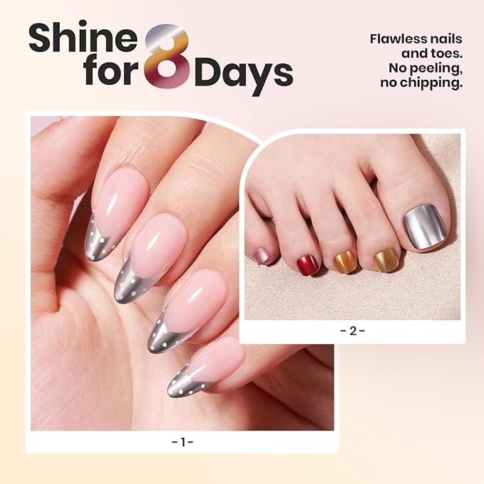 Beetles Mirror Nail Polish Set – Metallic Muse 6 Colors, High Gloss & Quick-Drying Metallic Nail Polish Set, Long-Lasting Air Dry Home DIY Perfect Nail Art Valentines Gift for Women