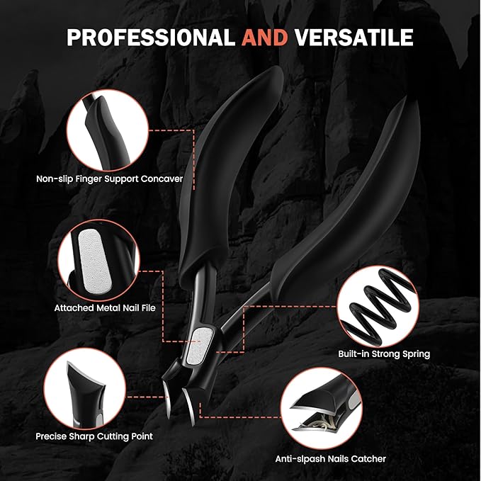BEZOX Toenail Clippers for Seniors Thick Toenails - Precision Large Thick Nail Clipper for Men and Women, Comfort Grip Fingernail Clipper, Ergonomic Long Handle Nail Cutter Trimmer with Catcher