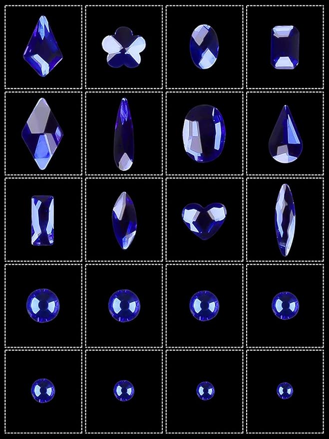 3100Pcs Nail Gems Rhinestones EBANKU Blue Nail Art Crystal Rhinestones Kit for Nails Mixed Shape Nail Jewels Beads with Rhinestone Picker Dotting Pen Tweezers