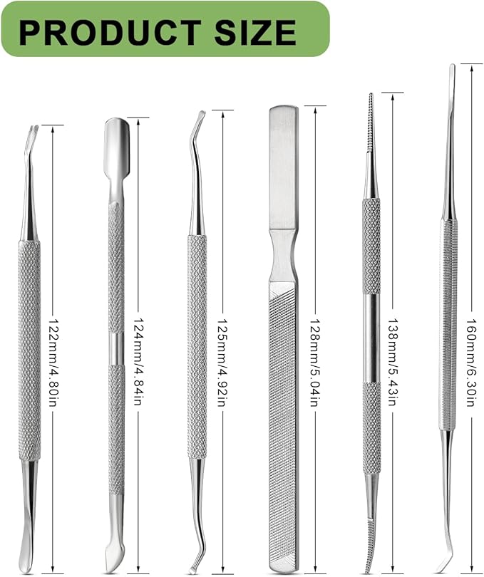 BALUCA 7-Piece Ingrown Toenail Removal Kit – Professional Stainless Steel Toenail Cleaner Tool & Ingrown Toenail File for Pain-Free at-Home Pedicure & Nail Correction
