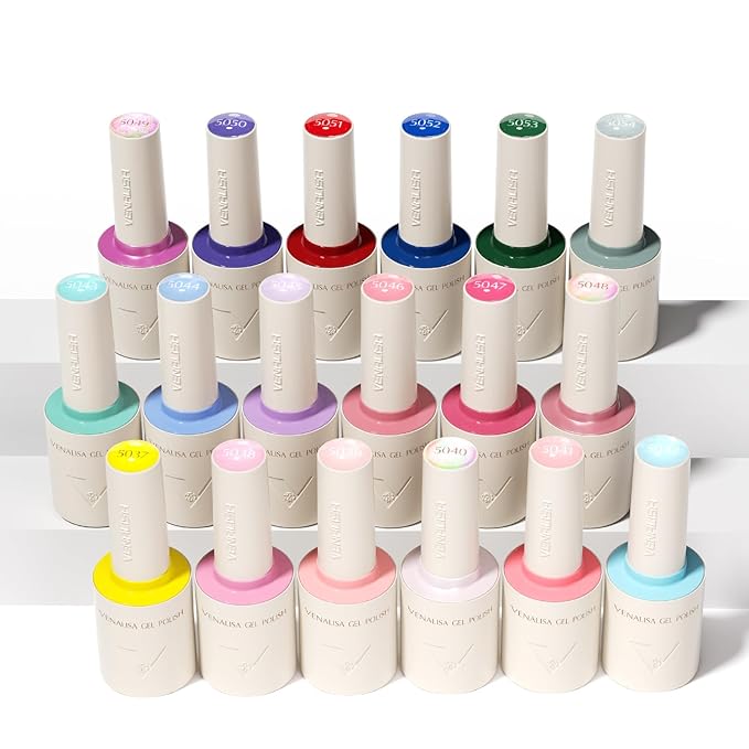 VENALISA V3 Gel Nail Polish Kit of 22 Pcs With Color Display Card Red Blue Green Yellow Pink Gel Polish Set Soak Off Salon Nail Art DIY at Home Manicure