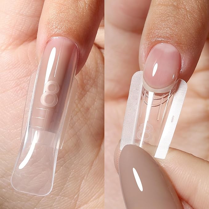 YOKEFELLOW Original Sandwich Nails Dual Forms - 240Pcs Nail Mold for Quick Nails Extension, No Paper Forms Needed, 15 Sizes Plastic Form, Salon Nail Art Tools(W559-Square)