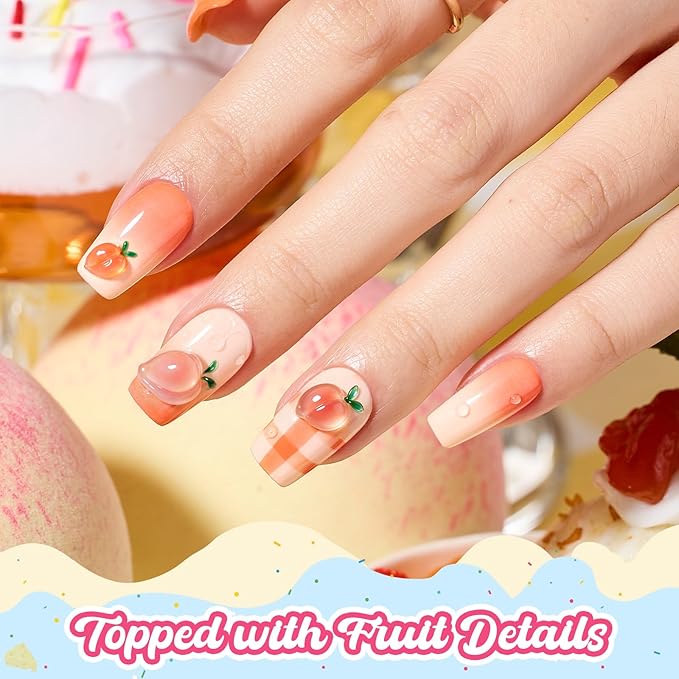 Beetles Peach Gel Nail Polish - Sweetie Peach Pastel Orange Coral Gel Polish, Same Color Same Bottle, Soak Off UV LED Lamp Pastel Nail Art, Long-Lasting Manicure Salon DIY Home Spring Nails