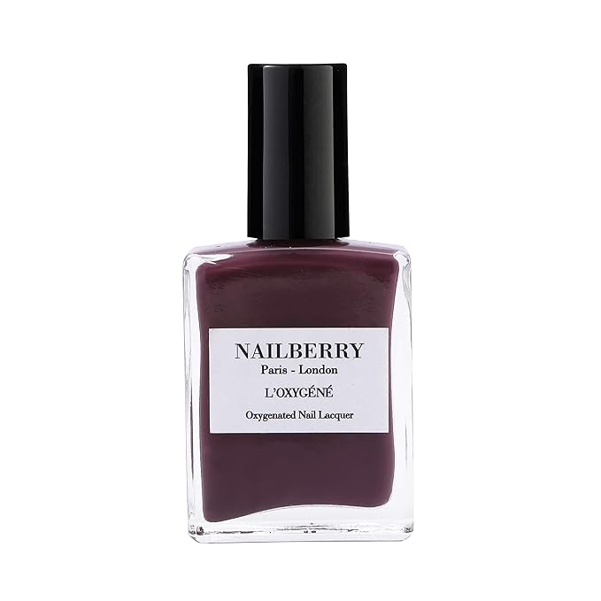 Nailberry L'Oxygéné Oxygenated Nail Lacquer | Boho Chic | Deep Plum Rose Opaque Nail Polish | UV Protected Long-Wear Nail Polish | 12-Free | Vegan | Certified Halal | Cruelty & Gluten Free | 15 ml