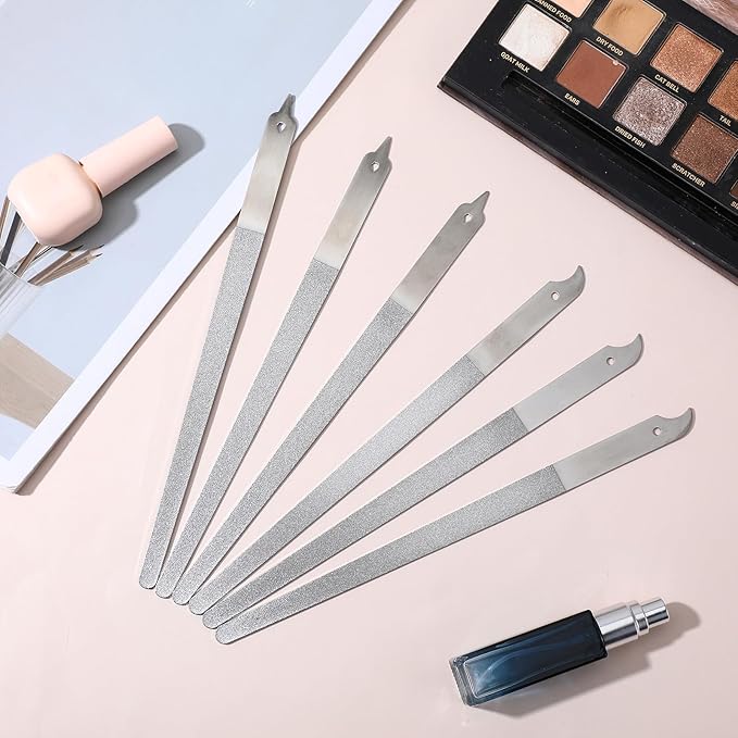 6 Pcs Diamond Deb Nail File for Natural Nails Double Sided Stainless Steel Metal Nail Files with Sharp Pointed Tip for Natural Nails, Professional Manicure Pedicure Tools for Women Men Salon Home