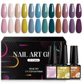MTSSII Gel Nail Polish Set, 12PCS Nude Blue Green Purple Gel Nail Polish Kit, Soak Off UV/LED Nail Polish Nail Art Design Salon Home Gifts for Women
