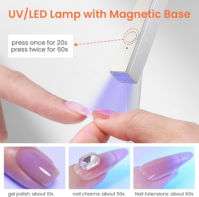 Mini Handheld Uv Light for Gel Nails with Magnetic Stand for One Finger Nail Dryer with LCD Display Portable Rechargeable Cordless Nail Lamp