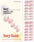 Heyhae Semi Cured Gel Nail Strips | No LED Lamp Needed | Glitter, Pink, Spring | Easy Apply & Remove, Salon Quality |Includes 28 Strips, 1 Prep Pads, Nail File & Wooden stick - Hey, Miss u to Infinity
