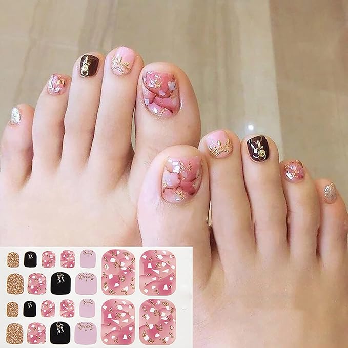 DANNEASY 20 Sheets Toe Nail Stickers Toenail Polish Strips Nail Wraps for Women Self Adhesive Toes Nail Polish Stickers Gel Nail Strips Toenails Manicure Sticker Nail Art Accessories with Nail File