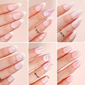Makartt Press on Nails Kit: Short Gradient & French Glam Coffin Nail Tips in 6 Styles 144PCS, Natural Fit with Adhesive Tabs, Glue, and File, Manicure Set for Home Salon