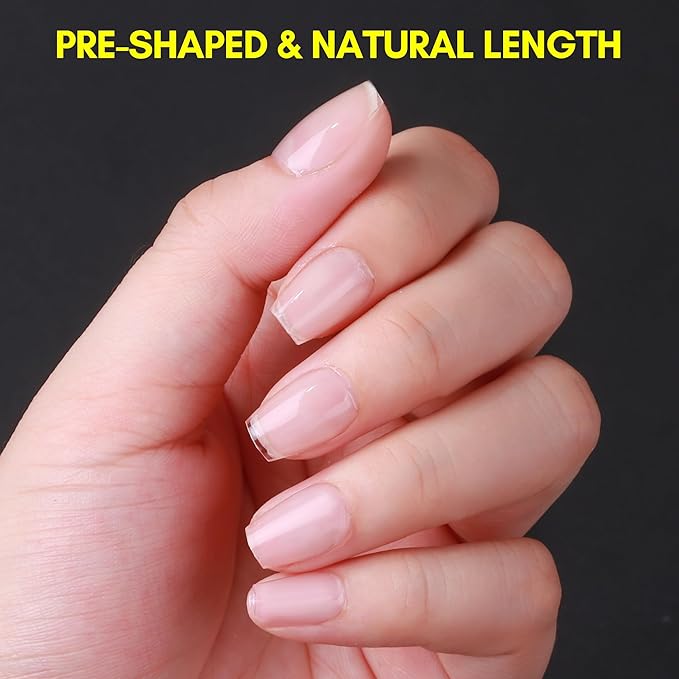 Makartt Extra Short Coffin Fake Nail Tips: 120pcs Full Cover Pre-shape Half Matte Clear Soft Gel Nail Tips French Press on Acrylic False Extension, 12 Sizes Salon Home DIY