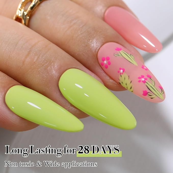 Double Rhythm Gel Polish 15ML Jelly Sheer Pastel Light Milky Color Pearl White Bottle 1 PC 0.5 OZ Full Size Nail Art Salon at Home (Green-D1410)