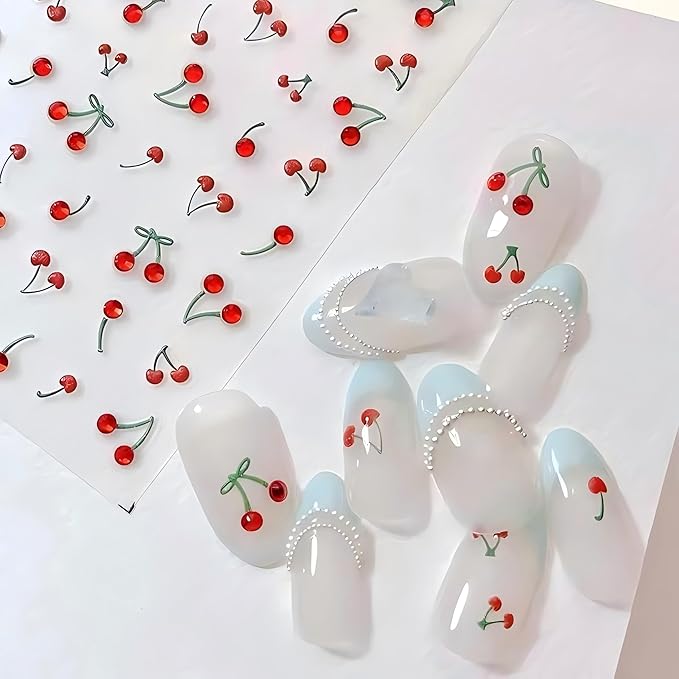 Dedyel Food Nail Art Stickers 3D Cake Dessert Donut Ice Cream Cookies Fruit Bread Self-Adhesive Nail Stickers for Women Girls Kids