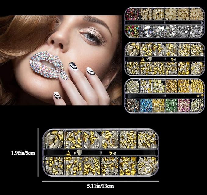 3000 Pieces(5 Boxes) Nail Art Rhinestone Set Nail Ornaments Style 3