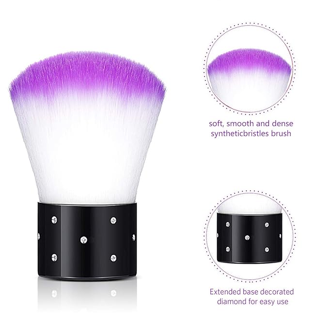 Kalolary 6Pcs Nail Art Dust Brush Remover - Powder Cleaner Kabuki Brushes for Makeup, Blush, and Nail Cleaning - Colorful Cosmetic Tools