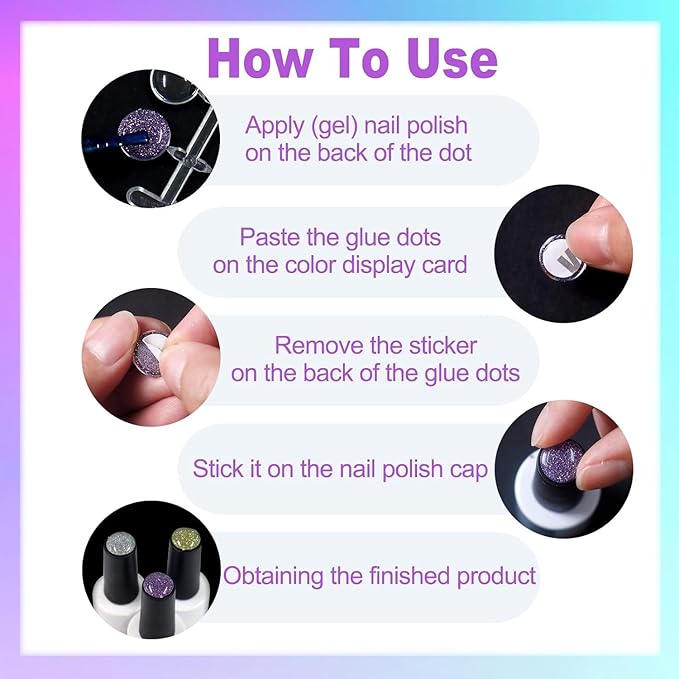 480PCS Clear Nail Swatch Dots with Adhesive Stickers, Round Gel Polish Color Display Tips, Transparent Nail Color Swatches for Quick Selection, Nail Art Sample Accessories for Techs & Salon