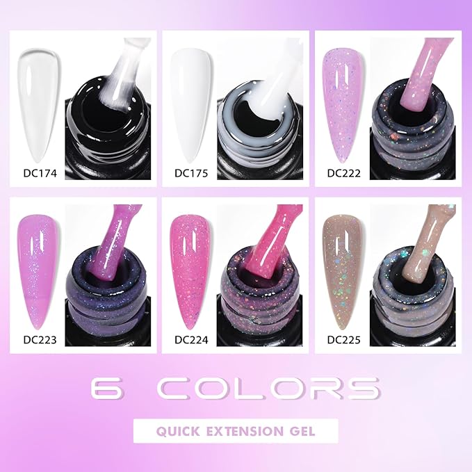 MTSSII Gel Builder Kit: Self-Levelling, Long Lasting Extension Hard Gels for Strengthener, Broken Nails Repair Gel Kit with Paper Forms, Nail File and Brush