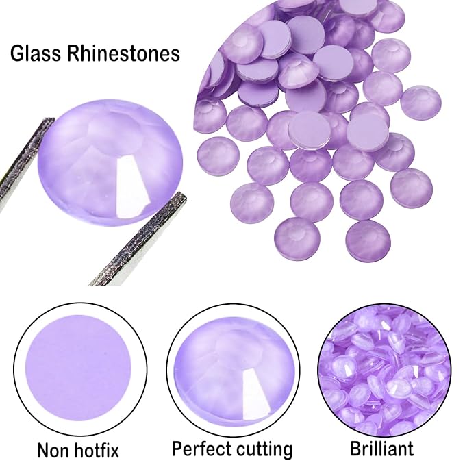 Flatback Glass Rhinestones,Bedazzler Gems 1440pcs Non Hotfix Crystal Rhinestones for Nail Charms Crafts Clothes Tumblers,Violet Neon,SS16