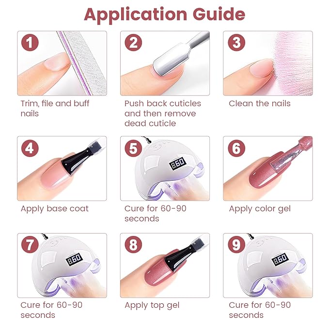 RARJSM Nude Glitter Gel Nail Polish Rose Gold Metallic Dark Dirty Pink with Silver Pearl Finish Shimmer Gel Polish 15ml UV LED Soak Off Soft Color Home Salon French Manicure Varnish Curing Requires