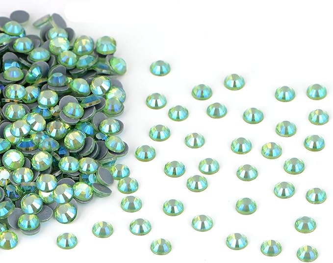 2880 Pieces SS4 Peridot AB Hotfix Rhinestones Flatback Round Crystal Glass Rhinestones Gems for Crafts Nail Face Art Clothes Shoes Bags DIY