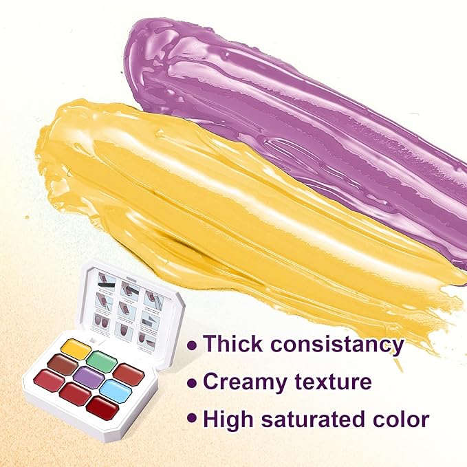 Gradient Painting Gel Set, 9 Colors Ombre Gel Nail Polish with 6 Aurora Multi-Purpose Brushes for Ombre Nails Aura Nails French Manicure Soak Off UV A Moroccan Bazaar