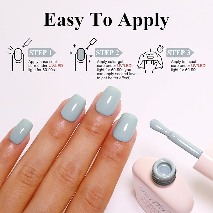 Imtiti 10ML Sage Green Gel Polish Soak Off LED UV Nail Gel DIY at Home Salon Art Gift for Women Girls 1PCS