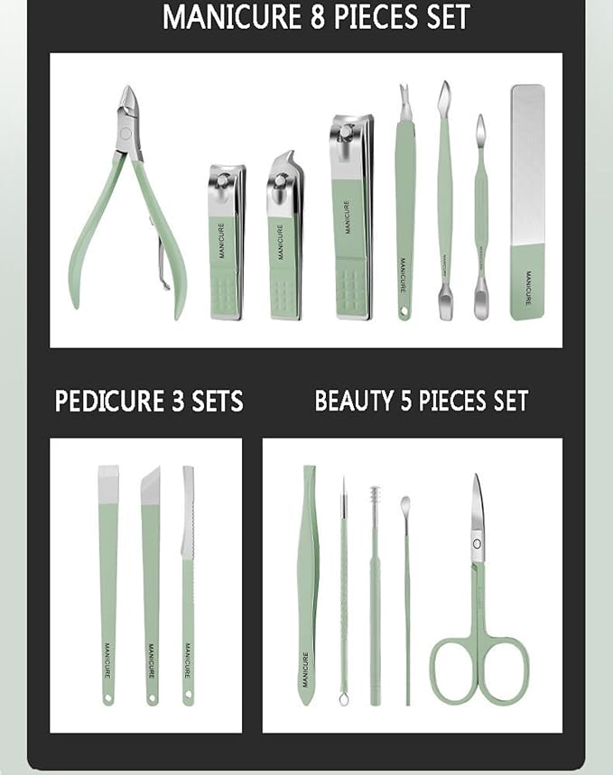 Nail Clipper Set, Manicure and Pedicure kit, Nail Care kit, Finger Nail Clippers Adult, Mens Grooming kit, Nail Care Kit for Men, Nail Grooming kit, Travel Nail Kit, Professional Manicure
