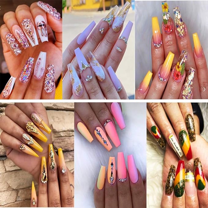600pcs Long Coffin Fake Nails - Full Cover Natural Ballerina False Nail Acrylic Nail Tips with Case, Artificial Nails10 Sizes for Nail Salons and DIY Manicure