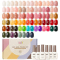 GAOY 42 Pcs Gel Nail Polish Kit, Jelly Pink Milky White Red Transparent Colors All Seasons Gel Nail Polish Set with Glossy & Matte Top Coat and Base Coat for Salon and DIY Manicure at Home
