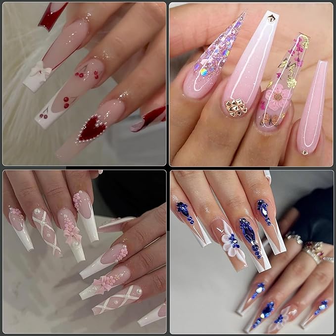 Long Coffin Nail Tips, 240Pcs Soft Gel Nail Tips Pre-shaped 3XL Shape Clear Acrylic False Nail Fake Nail Extension Press On for Salon Home DIY 12 Sizes