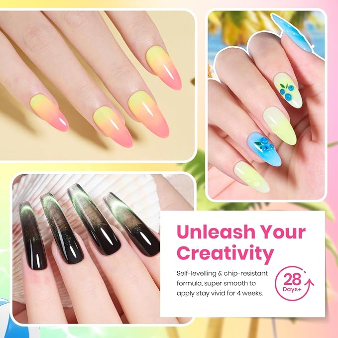 Beetles Gel Nail Polish Set - 20 Colors Gel Polish Pink Blue Green Yellow Pearl Color Gel with Base Glossy & Matte Top Coat Uv DIY Salon Manicure Kit Beach Bash Valentines Nails Gift for Women